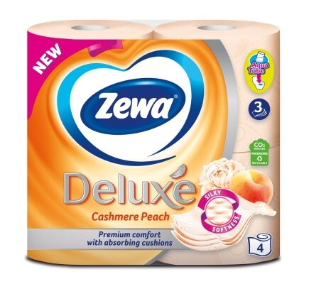 Папір туалетний Zewa Deluxe Cashmere Peach з ароматом персика тришаровий, 4 рулони