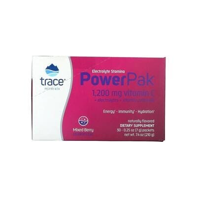 Електроліти Trace Minerals Electrolyte Stamina Power Pak зі смаком ягід, 30 пакетів