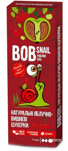 Цукерки Bob Snail Roll натуральні яблучно-вишневі, 30 г