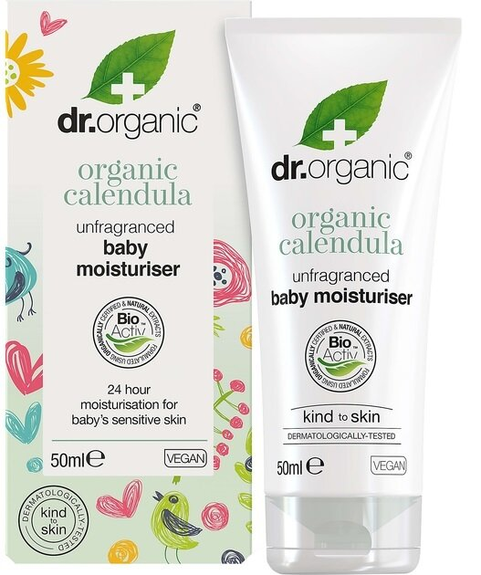 Крем для тіла Dr. Organic дитячий зволожувальний к з екстрактом календули без аромату, 50 мл