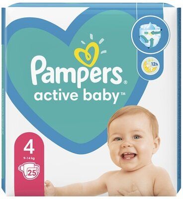 Підгузки дитячі Pampers Active Baby розмір 4, 9-14 кг, 25 шт