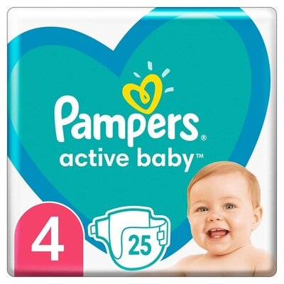 Підгузки дитячі Pampers Active Baby розмір 4, 9-14 кг, 25 шт