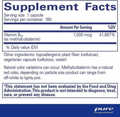 Вітамін В12 (метилкобаламін) Pure Encapsulations Methylcobalamin 1000 мкг, 60 капсул