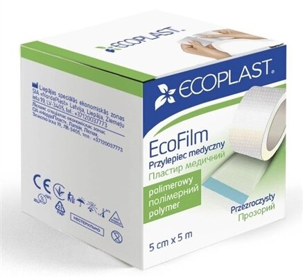Пластир медичний Ecoplast EcoFilm на полімерній основі, водостійкий 5 см x 5 м, папер. упак.