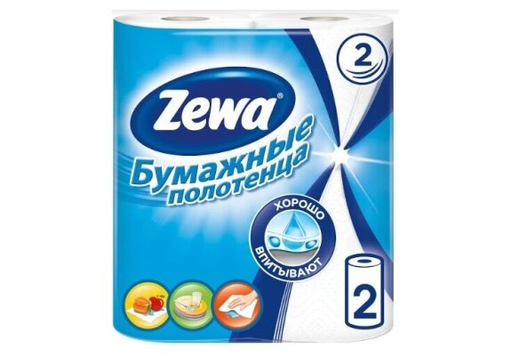 Рушники паперові Zewa кухонні, 2 шари, рулон, 2 штуки