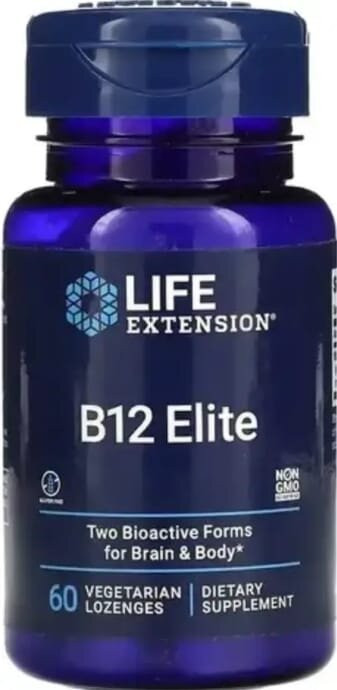 Вітамін B12 Life Extension B12 Elite, 60 вегетаріанських льодяників