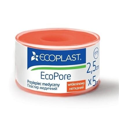 Пластир медичний Ecoplast EcoPore на нетканій основі 2,5 см x 5 м, в пластик. котушці