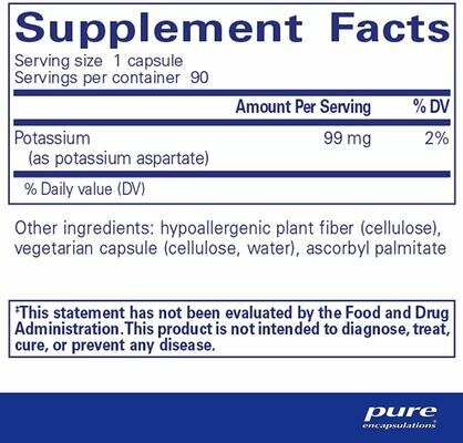 Калій (аспартат) Pure Encapsulations Potassium (aspartate), 90 капсул