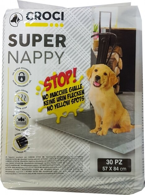 Пелюшки для собак Croci Super nappy з активованим вугіллям 57 см х 84 см, 30 штук