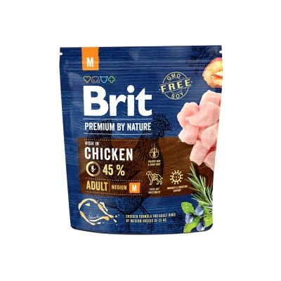 Корм сухий Brit Premium Adult M для дорослих собак середніх порід зі смаком курки, 15 кг