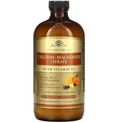 Кальцій магній цитрат з вітаміном Д3 Solgar Calcium Magnesium Citrate with Vitamin D3 рідкий зі смаком апельсину та ванілі, 473 мл