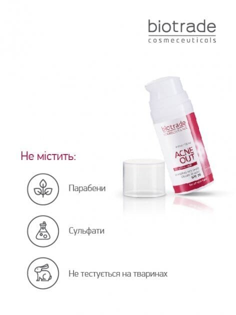 Крем для обличчя Biotrade Acne Out SPF 30 відновлюючий для шкіри зі слідами постакне, 30 г