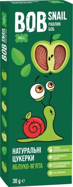 Цукерки Bob Snail Roll натуральні яблучні з м'ятою, 30 г