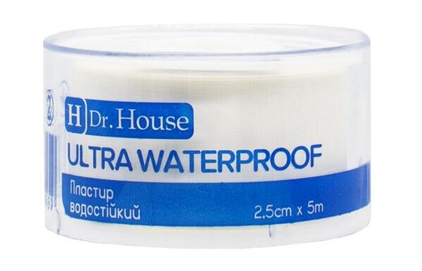 Пластир медичний Dr. House Ultra Waterproof водостійкий, 2,5 см х 500 см, в пластиковому футлярі, 1 штука