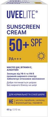 Крем сонцезахисний Uveelite УФ-лайт SPF50+ захист і зволоження, нормальна та суха шкіра, 60 г