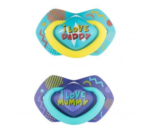 Пустушка силіконова Canpol Babies Neon Love симетрична 22/652_blu, 0-6 місяців, 2 шт