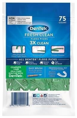 Флос-зубочистки DenTek Fresh Clean Освіжаюча очищення, 75 штук