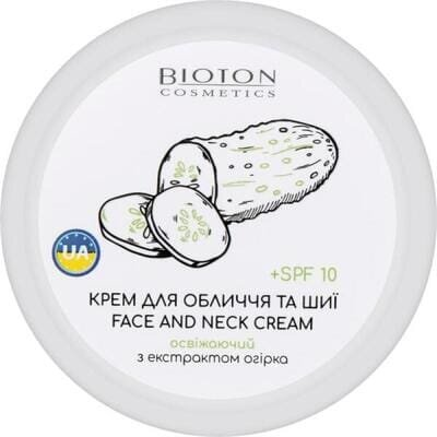 Крем для обличчя та шиї Bioton Cosmetics освіжаючий з екстрактом огірка + SPF 10, 100 мл