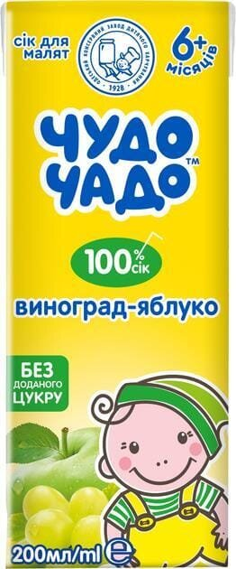 Сік Чудо-Чадо виноградно-яблучний, без цукру, 200 мл