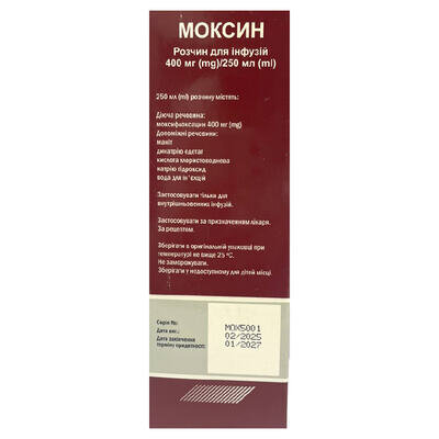 Моксин розчин д/інф. 400 мг/250 мл по 250 мл у конт.