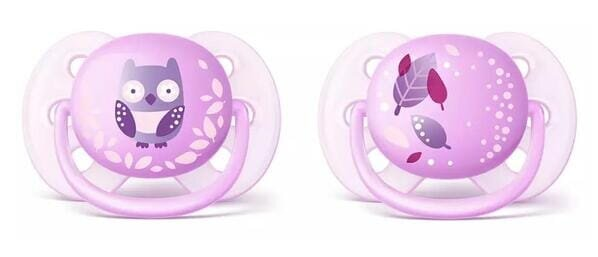 Пустушка силіконова Philips Avent Ultra Soft SCF227/20, 0-6 місяців, для дівчаток, 2 шт
