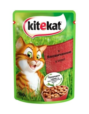 Корм вологий для кішок Kitekat з яловичиною в соусі, 100 г