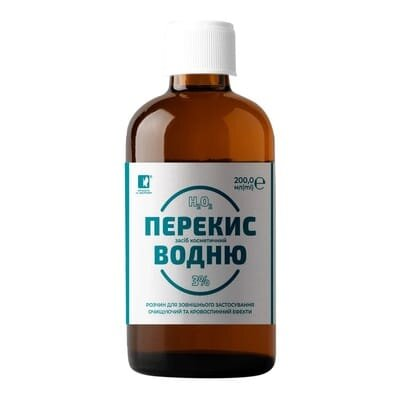 Перекис водню 3% розчин по 200 мл у флак.