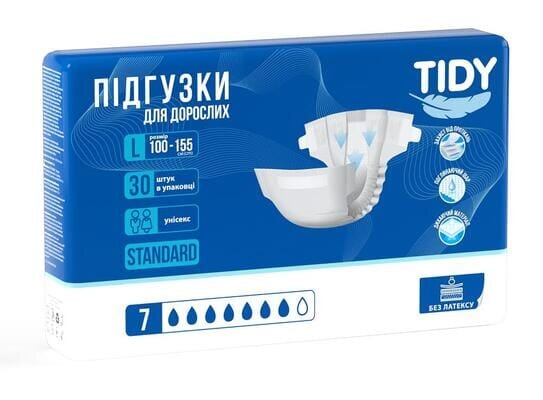 Підгузки для дорослих Tidy Standard, розмір L (100 -155 см), 30 штук
