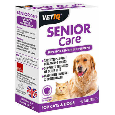 Вітамінний комплекс VetIQ Senior Care для котів та собак, що старіють, 45 таблеток