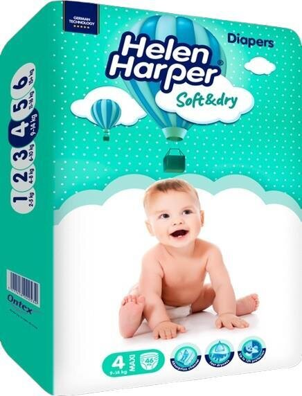 Підгузки Helen Harper Soft&Dry розмір 4 Maxi 9-14 кг, 46 шт