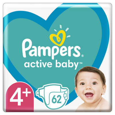 Підгузки дитячі Pampers Active Baby розмір 4+, 10-15 кг, 62 шт