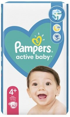 Підгузки дитячі Pampers Active Baby розмір 4+, 10-15 кг, 62 шт