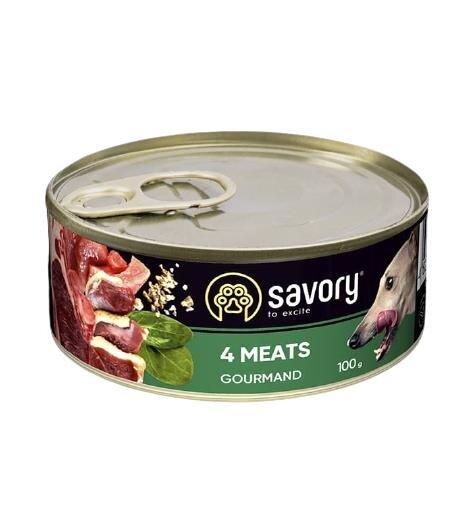 Корм вологий для дорослих собак Savory 30372 з чотирма видами м'яса, 100 г