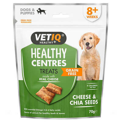 Ласощі для собак VetIQ Healthy Centers Treats з сиром та чіа для здорових зубів та шерсті, 70 г