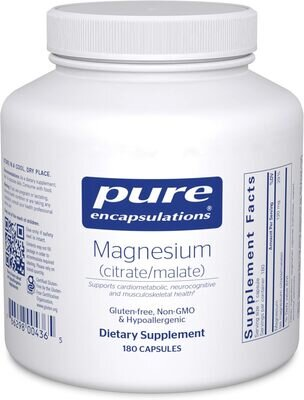 Магній Pure Encapsulations Magnesium (citrate/malate), 180 капсул