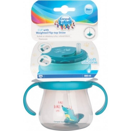 Поїльник Canpol Babies 56/517 зі складаною силіконовою трубочкою з обважувачем, 250 мл