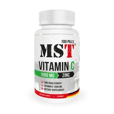 Вітамін С та Цинк MST Nutrition Vitamin C 1000 mg + Zinс Chelate, 100 таблеток