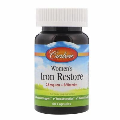 Залізо для жінок Carlson Labs Women's Iron Restore, 60 капсул