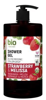 Гель для душа Bio Naturell Полуниця і меліса, з дозатором, 946 мл