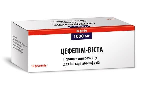 Цефепім-Віста порошок для р-ну д/ін. та інф. по 1000 мг №10 у флак.