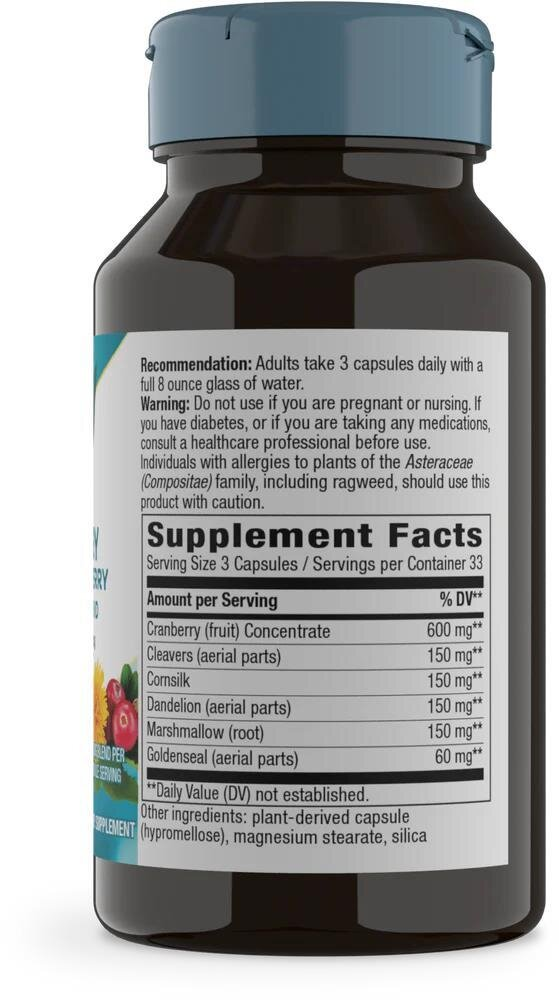 Комплекс для сечових шляхів з журавлиною Nature's Way Urinary with Cranberry, 100 веганських капсул