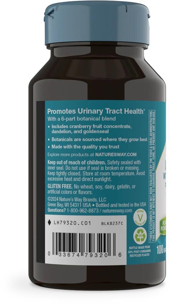 Комплекс для сечових шляхів з журавлиною Nature's Way Urinary with Cranberry, 100 веганських капсул