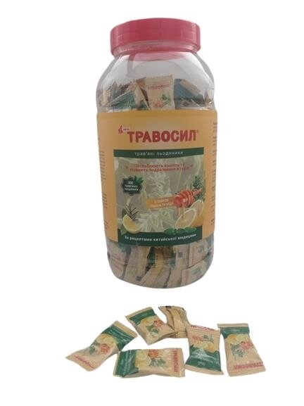 Травосил льодяники трав'яні зі смак. мед-лимон. №300 у бан. в упак. інд.