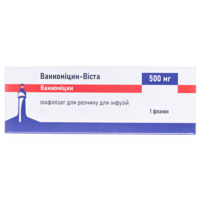 Ванкоміцин-Віста ліофілізат для р-ну д/інф. по 500 мг №1 у флак. скл.