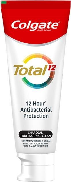 Зубна паста Colgate Total 12 Charcoal & Clean антибактеріальна з деревним вугіллям, 75 мл