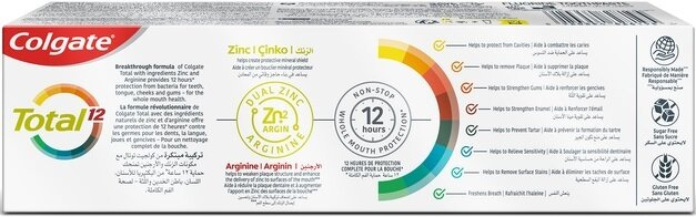 Зубна паста Colgate Total 12 Charcoal & Clean антибактеріальна з деревним вугіллям, 75 мл