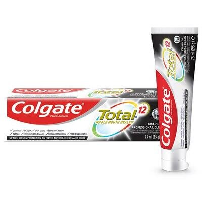 Зубна паста Colgate Total 12 Charcoal & Clean антибактеріальна з деревним вугіллям, 75 мл