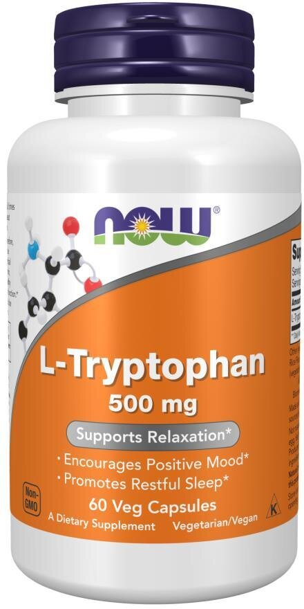 L-триптофан NOW L-Tryptophan 500 мг вег. капсули №60