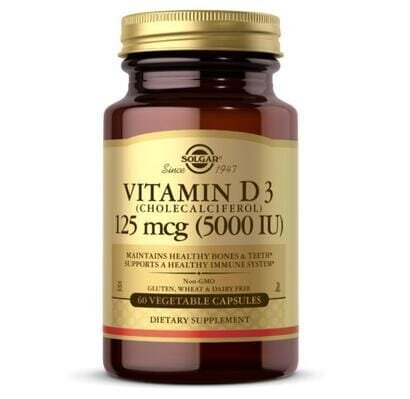 Вітамін Д3 Solgar Vitamin D3 (Cholecalciferol) 125 мкг (5000 МО) вег. капсули №60