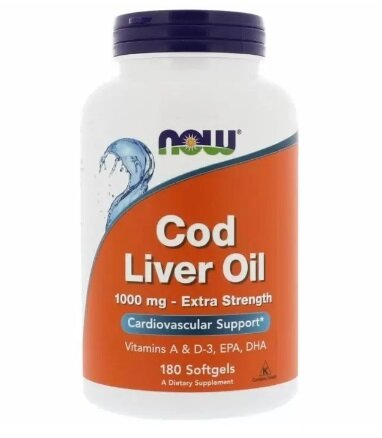 Риб'ячий жир з печінки тріски NOW Cod Liver Oil 1000 мг м'які капсули №180